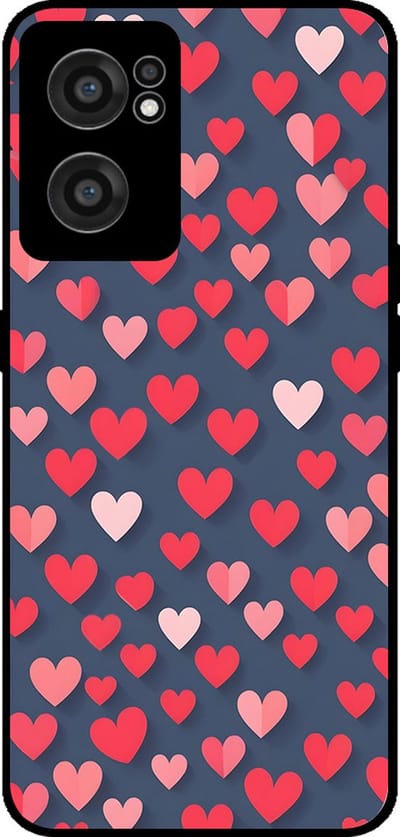 Smartphonica Telefoonhoesje Geschikt voor OnePlus Nord CE 2 met Roze en Rode Hartjes Opdruk - TPU Backcover Case With Rosé and Red Heart Design geschikt voor OnePlus Nord CE 2 5G
