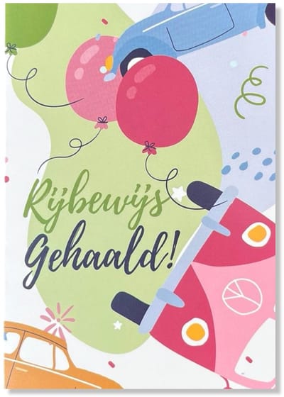 Rijbewijs Gehaald! - Wenskaart - 12x17cm - Gevouwen kaart inclusief envelop - Geslaagd