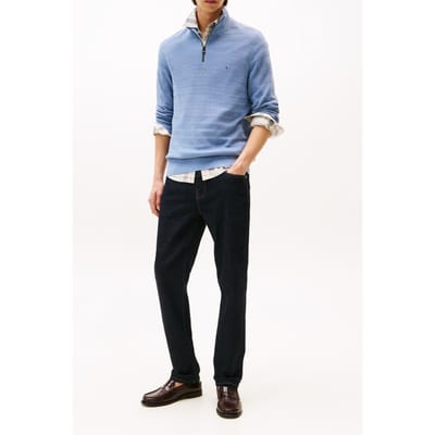 Tommy Hilfiger Stripe Structure Zip Sweater Brisk Blue Taglia: M | Maglioni a maglia Outlet | Uomo | Blu