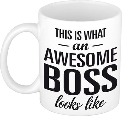 This is what an awesome boss looks like - tekst cadeau koffiemok - De Baas beker - 300 ml - wit