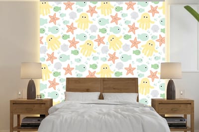 Behang - Fotobehang Zeedieren - Baby - Schelpen - Breedte 240 cm x hoogte 240 cm