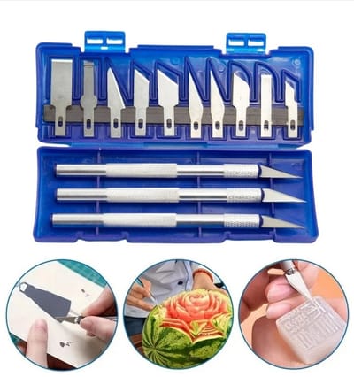 Precisie Messenset - Hobby Mes - Scalpel Mes - Precisie Gereedschap - Precisie Knutsel messenset - 3 Houders + 13 mesjes - Verschillende vormen - Hobbymes - Penmes - Chirurgisch mes - Knutselmes