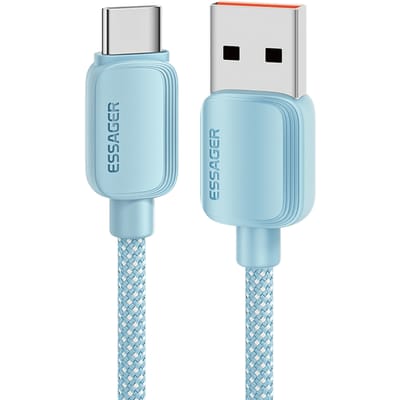 Essager 100W(!) Smartphone en Laptop Data + Oplaadkabel USB-A naar USB-C Blauw 1m