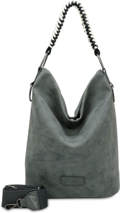 Fritzi aus Preußen Schoudertas Olga Special Rub Hobo Bag Soda Donkergrijs