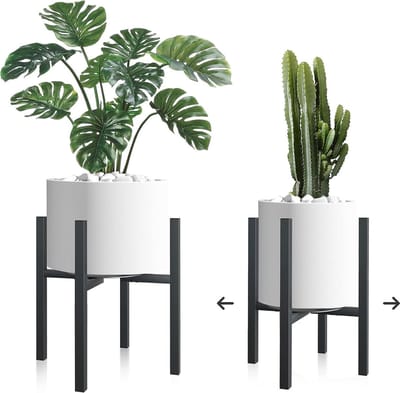 Plantenstandaard set van 2 - verstelbaar en heavy duty - voor binnen en buiten - metaal - bloemenstandaard - potmaten - dienbladen - bloempotstandaard
