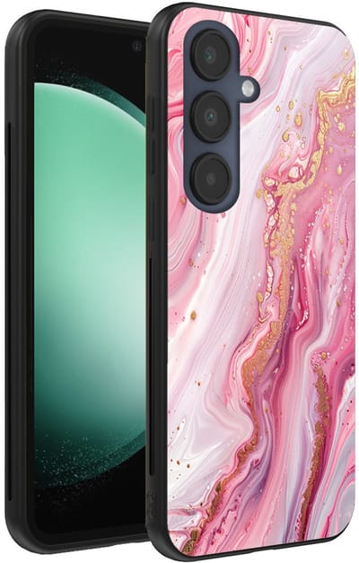 Smartphonica Telefoonhoesje Geschikt voor Samsung Galaxy S23 FE met marmer opdruk - TPU backcover case marble design - Roze geschikt voor Samsung Galaxy S23 FE