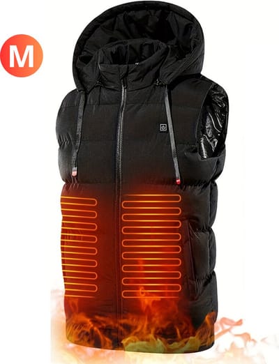 Nivard Verwarmde Bodywarmer - Heated Vest - Elektrische Bodywarmer - Rits Capuchon - Water Afstotend - Oplaadbaar - Heren - Maat M - Zwart
