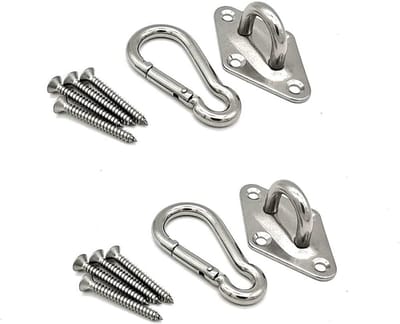 Hangmat Ophangsysteem - Robuuste Haken Set - Buiten Ontspanning - 1000 Lbs Draagkracht - 10.2 x 7.6 cm - Zilver