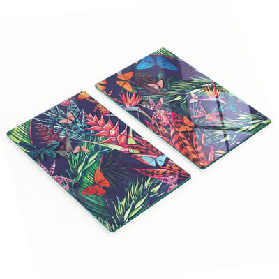 Decoratieve glazen snij- en serveerplanken Jungle Vintage 2x30x52 cm