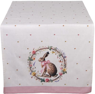Clayre & Eef Tafelloper 50x140 cm Beige Katoen