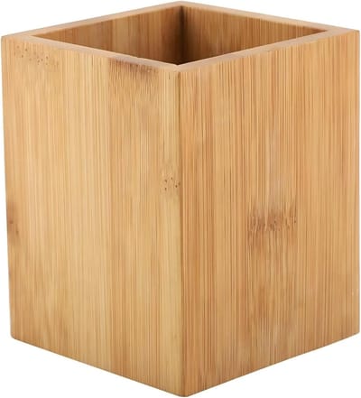 Famanu – Bamboe pennenhouder vierkant – bureau organizer voor kantoor/klas/thuis – ook voor cosmetic
