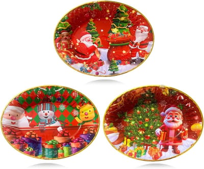 Set van 3 Kerstschotels, Decoratieve Taartschotels, Herbruikbare Dishes voor Tafelversiering, Groot, 30 x 22 cm, Perfect voor Feestdagen en Kerstdecoratie