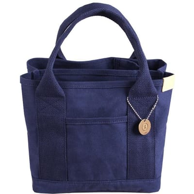 Lunchtas Canvas Effen Kleur Grote Capaciteit Draagbare Lunchkoeltas voor Sport Werken Donker donkerblauwe kleur