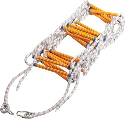 Gebreide Reddingsladder - Touwladder Vuurvast - Noodsituaties Buiten - Brandvertragend Hars - 5 Meter Lang - Wit Blauw
