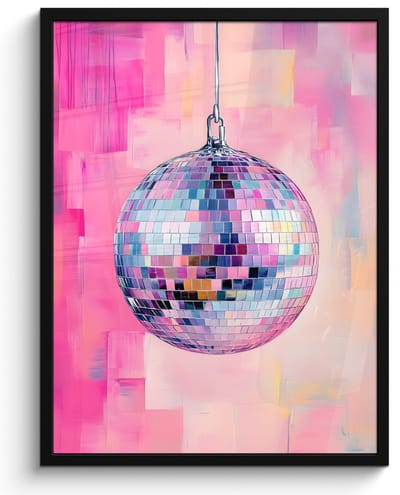 Poster in lijst - Fotolijst 50x70 cm - Posters - Discobal - Pink - Verf - Posterlijst zwart - Decoratie - Wanddecoratie woonkamer - Muurdecoratie slaapkamer