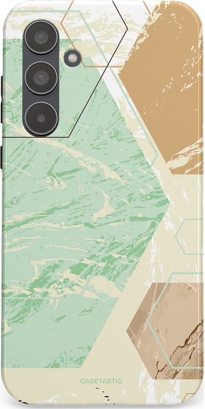 Casetastic hoesje geschikt voor Samsung Galaxy A55 - Dubbellaagse bescherming - Vlaklicht - Fashion Case - Crème Mintgroen Wit Lichtgrijs
