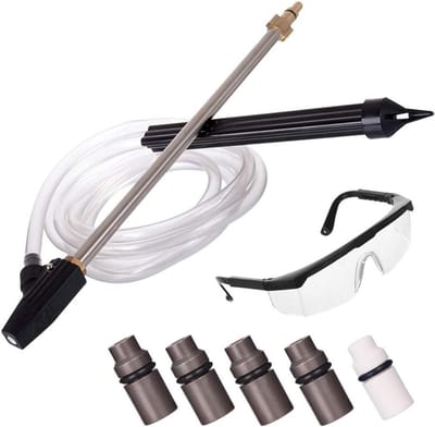 Hogedruk Zandstraal Set - Lans Accessoires - Hard Vuil Verwijderen - Inclusief Veiligheidsbril - 7 Delig - Grijs
