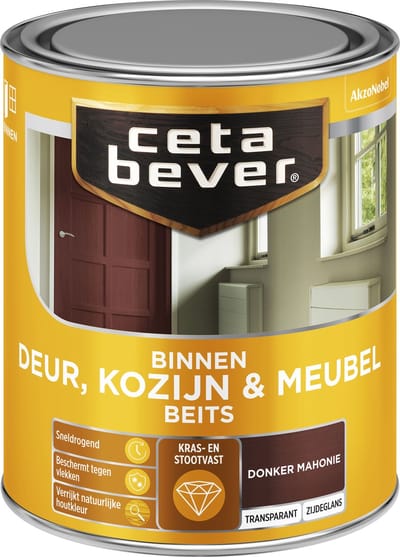 Cetabever - Binnenbeits Deur, Kozijn & Meubel Transparant Zijdeglans - Donker Mahonie - 750 Ml