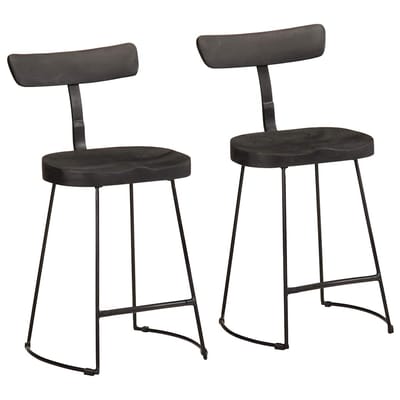 vidaXL - Barkrukken - 2 - st - 49x43x79 - cm - massief - mangohout - zwart