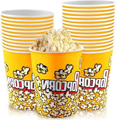 Set van 25 Retro Popcornzakken - Kleine Popcorn Dozen van 1000 ml voor Thuis, Feestjes en Bioscoopgebruik