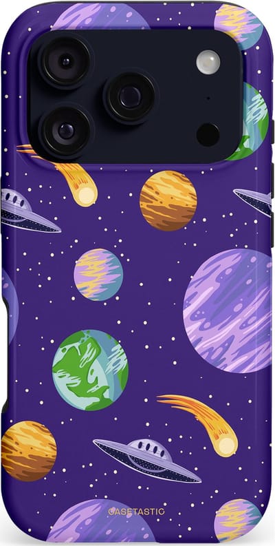 Casetastic hoesje geschikt voor Apple iPhone 17 Pro - MagSafe - Dubbellaagse bescherming - Ufo verkeer - Fashion Case - Donkerblauw Lavendel