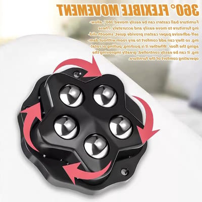 Set van 16 Zelfklevende Casterwielen met 5 Stalen Ballen voor Meubels, Prullenbakken en Kleine Dozen - 360° Beweegbare Sterke Rollen (Zwart)