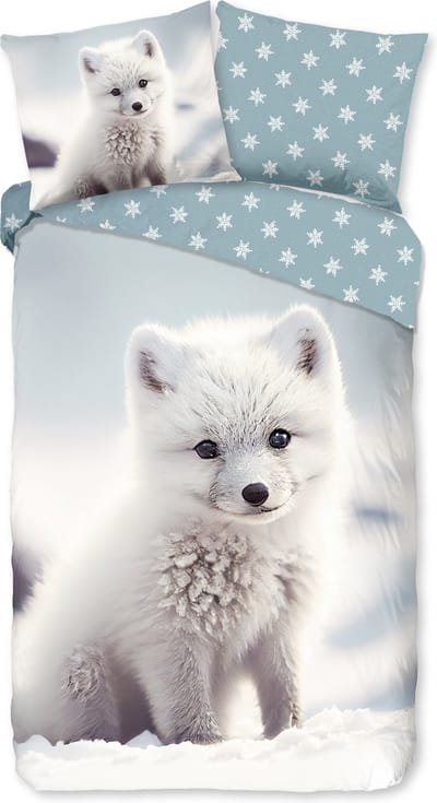 Good Morning dekbedovertrek baby poolvos - 1 persoons 140x200/220 cm - Wit - 100% Katoen flanel