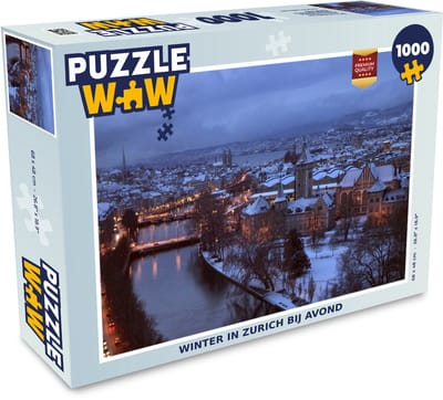 Puzzel Winter in Zurich bij avond - Legpuzzel - Puzzel 1000 stukjes volwassenen