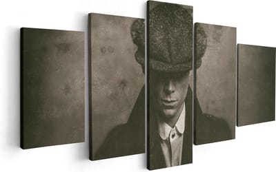 Artaza Canvas Schilderij Vijfluik Engelse Gangster Uit Jaren 1920 - Zwart Wit - 100x50 - Foto Op Canvas - Canvas Print