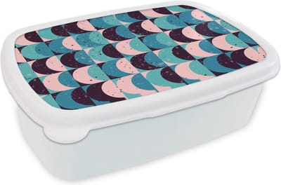 Broodtrommel Wit - Lunchbox - Brooddoos - Meisjes - Verf - Patronen - Girl - Kids - Kinderen - 18x12x6 cm - Volwassenen