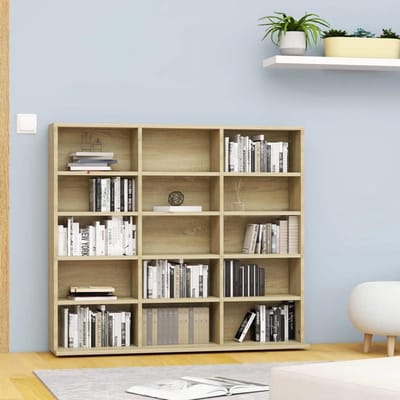 Media Opslagrek - Opbergkast - Cd's Dvd's - 15 Open Vakken - 102x23x895 cm - Sonoma-eiken