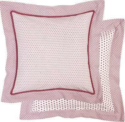 Clayre & Eef - Katoenen kussen hoes - 40 x 40 cm - Met stippen en stipjes in wit met rood - DOT22R