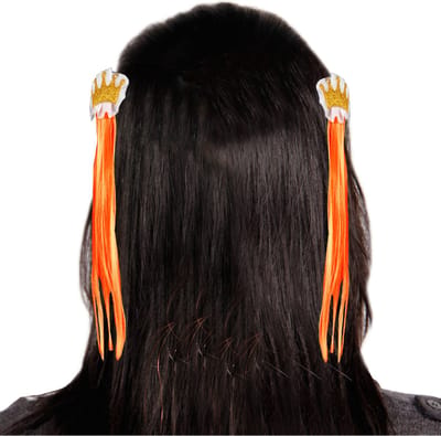 Folat - Haarclip set oranje met kroon