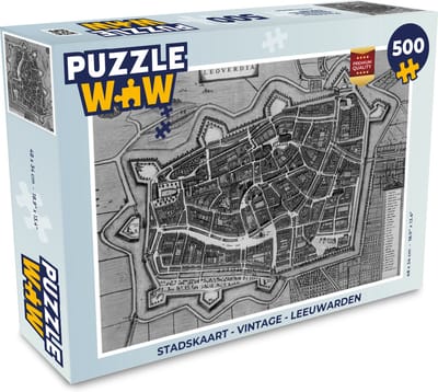Puzzel Stadskaart - Vintage - Leeuwarden - Legpuzzel - Puzzel 500 stukjes - Plattegrond