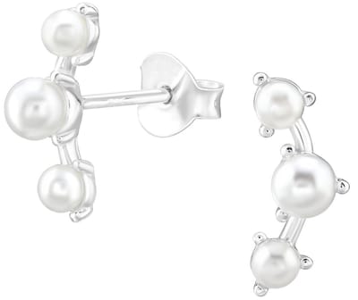 Joy|S - Zilveren pareltjes oorbellen - 3 parels - 4 x 13 mm - sterling zilver 925