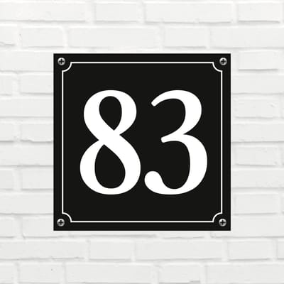 Huisnummerbord Klassiek - Nummer 83 - 14 x 11 cm - incl. bevestiging | - naambord - nummerbord - voordeur