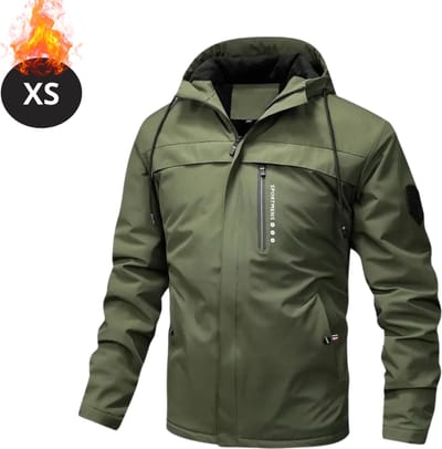 Livano Winterjas - Fleecejack Heren - Winter - Volwassen - Stijlvol - Met Capuchon - Legergroen - XS