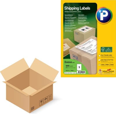 Printec Verzendetiketten - 100 Vel - 210x297mm - 1 Label per A4 - 1000 Stickers