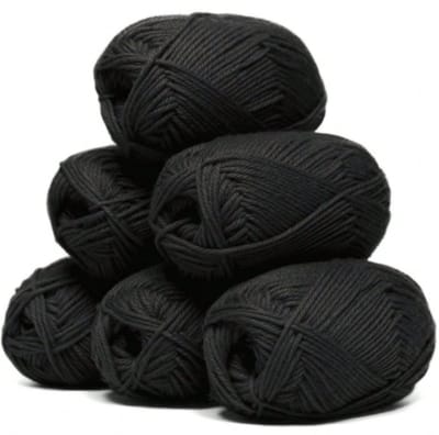 Chipa - Melkgaren Set Black – 6x 25 Gram – 100% Acryl – Totaal 150 Gram – Zacht Haak- en Breigaren - Zwart - Diverse Garen - Hobby & Handwerk - Naaien Accesoires - Naaigaren - Bordure - Naaibenodigheden