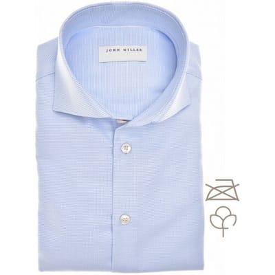 John Miller Overhemd Organic Houndstooth Shirt Licht Blauw / male