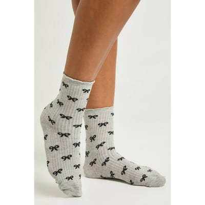 boohoo Dames Strikprint Franjesokken | Grey