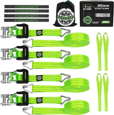 Set van 4 Ratelbanden 6 m x 35 mm Professionele Lashing Straps 2000 kg voor Auto Transport