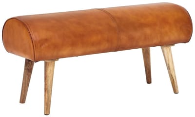 Bank Echt Leer - 2-Zits Bank - Halbank - Bruin - Hoogwaardig Leer - Stevige Massief Houten Poten - Comfortabel Zitten
