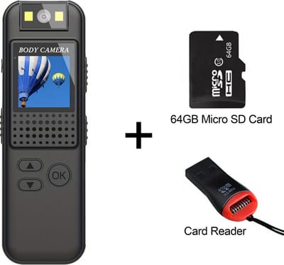 Livano Bodycam - Politie - Chest Camera - Spy Camera - Spy Cam - Verborgen Camera - Spionage Camera - Action Camera - HD + 64GB Opslag