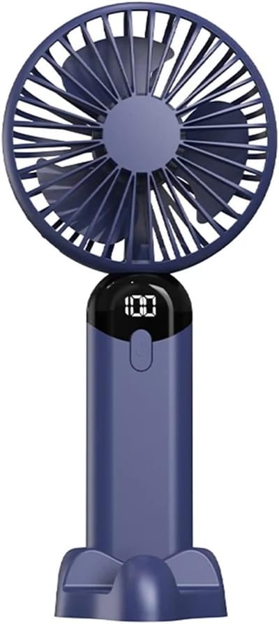 Draagbare ventilator - Mini koeler - Koelen onderweg - Zes snelheden - 10x10x10 mm - Blauw