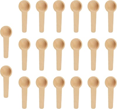 Set van 20 Kleine Houten Lepels met Korte Handgreep voor Specerijen, Honing, Koffie en Suiker (6.8 x 2.3 x 1 cm)