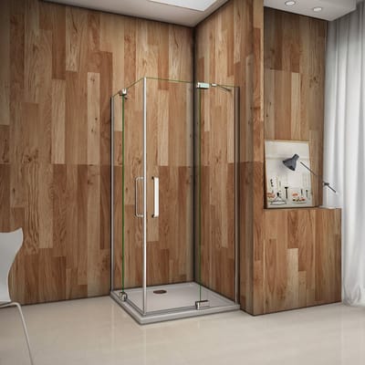 hoek-instap douchecabine 80x80x195cm, dubbele scharnieren draaideur, 8mm easyclean nano veiligheidsglas, antikalk