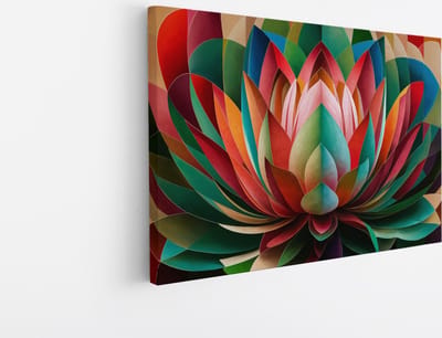 Saammp Canvas Schilderij - Kleurrijke Bloem Abstractie - Lotus Design - 30x20 - Foto op canvas - Wanddecoratie - Muurdecoratie Woonkamer - Kantoor Decoratie