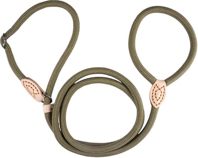 Hondenriem - Kaki - 180 cm x 1 cm - Nylon Trainingslijn met Trekstop - Voor Honden