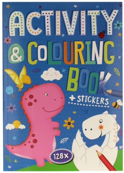 Dino kleur - en activiteitenboek - Dinosaurus - 128 pagina's met stickers - A4 - Kleurboek - Tekenen - Kinderen - Cadeau - Activiteiten - Doeboek - Inkleuren - Kleurplaat - Colouring book - Jonyx